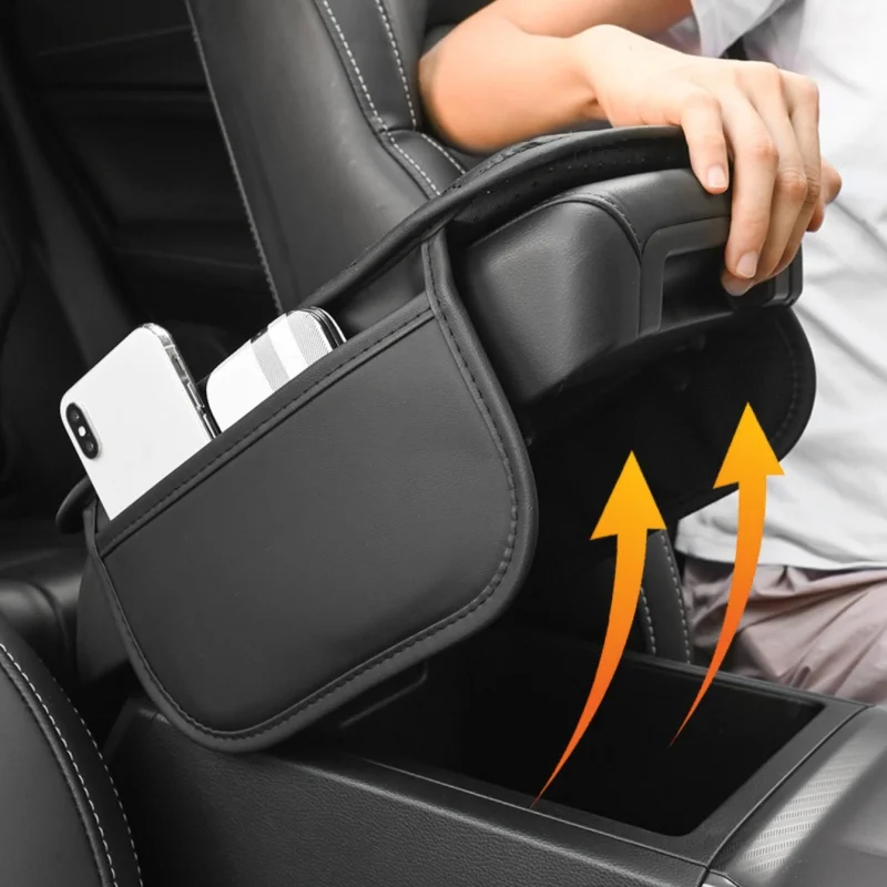 8-förmige strukturierte PU-Leder-Schutzauflage für die Mittelkonsole des Autos mit oder ohne Aufbewahrungstasche, einfach zu installieren – Detail 9