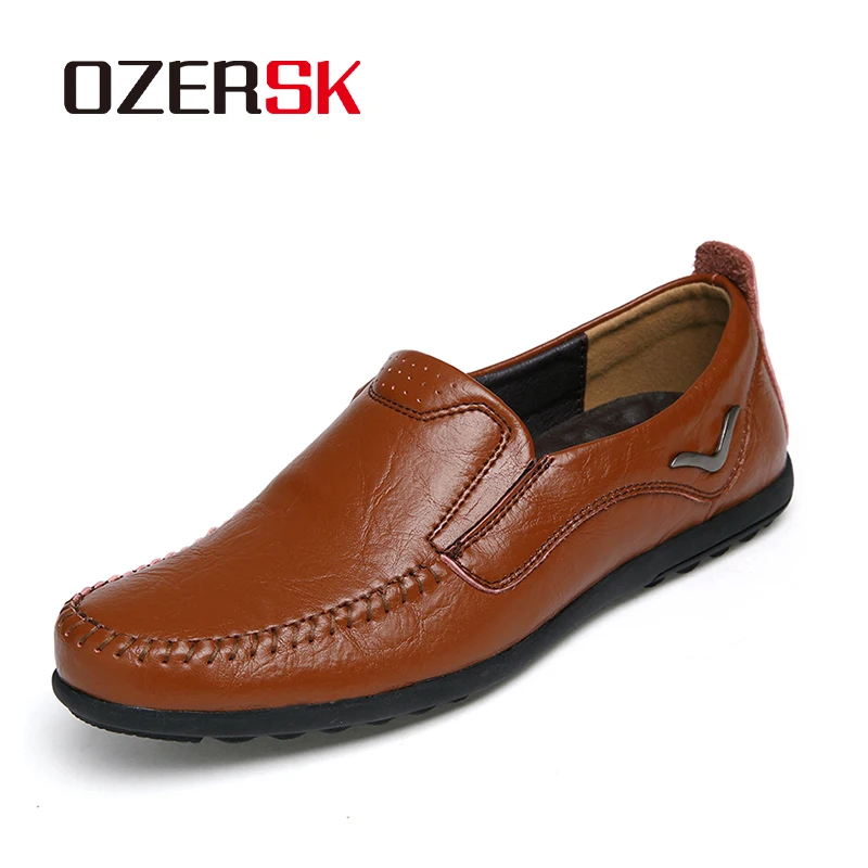 

OZERSK Brand Fashion Four Seasons Style Soft Shoes Men's Loafers High Quality Leather Shoes Men's Flat Shoes Driving Moccasins