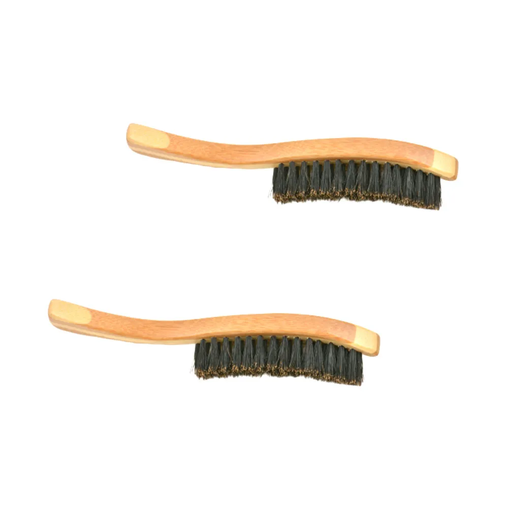 2Pcs Professional Beard Brush with Bamboo Handle Long Handle for Beard Shaving Styling Grooming Travel Friendly Gift