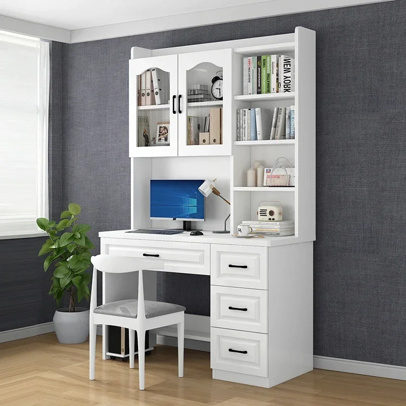 Solid Wood Computer Desk Bookshelf