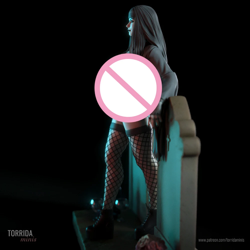 1/24 ثلاثية الأبعاد الطباعة أطقم منمذجة القوطي امرأة الغراب الراتنج نموذج لجسم عدة لتقوم بها بنفسك مصغرة تخفيض تمثال غير مصبوغ عدة اللعب