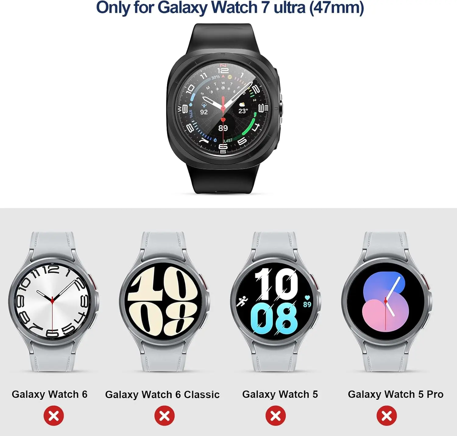 Screen Protector for Samsung Galaxy Watch 7 Ultra 47mm Watch7 40mm 44mm Tempered Glass+ Hard Bumper Case Protective Film Cover