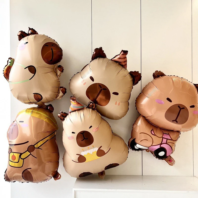 Capybara-Luftballons, Geburtstag, Kinder, alles Gute zum Geburtstag, Party, Cartoon-Capybara-Themenballon, Aluminiumfolie, Latex-Zahlenballons – Detail 7