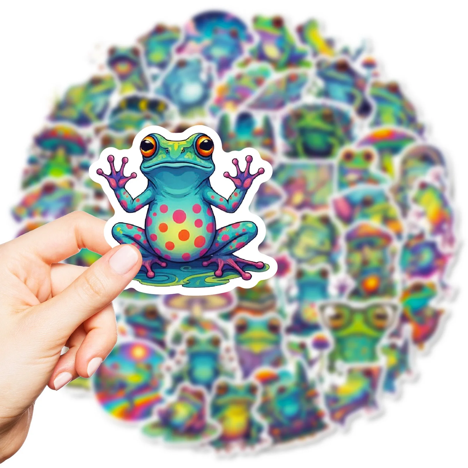 10/56PCS Colore Psichedelico Rana Graffiti Adesivi Rane Carine Del Fumetto Della Decalcomania FAI DA TE Bagagli Telefono Chitarra Skateboard Classici Giocattoli Per Bambini