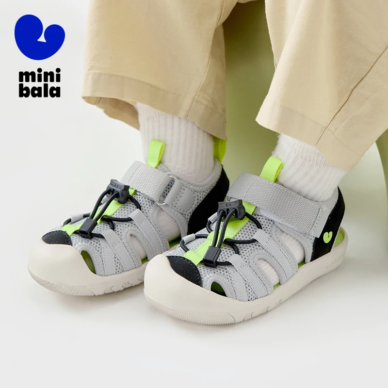 

Спортивные сандалии Mini Bala, летние дышащие сандалии для мальчиков и девочек, предотвращающие столкновения, лето 2025 года, для игр на свежем воздухе
