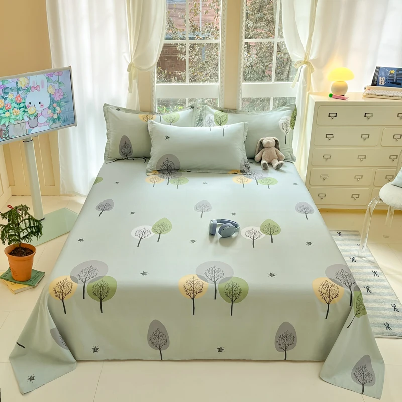 

100% Cotton Bedsheet Adults Kids Bed Linen Home Single Sheets Skin-friendly Flat Bed Sheet drap de lit (Pillowcase Need Order)