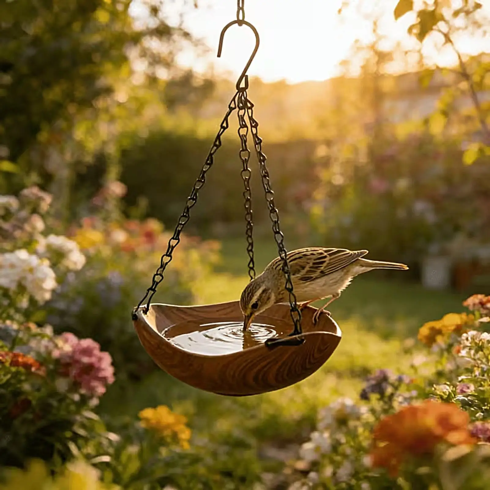 Bird Baths for Outdoors Wooden Bird Bath Feeder Water Bowl Wild Bird Feeders Tray for Park Deck Yard Porch Courtyard Backyard - view 3