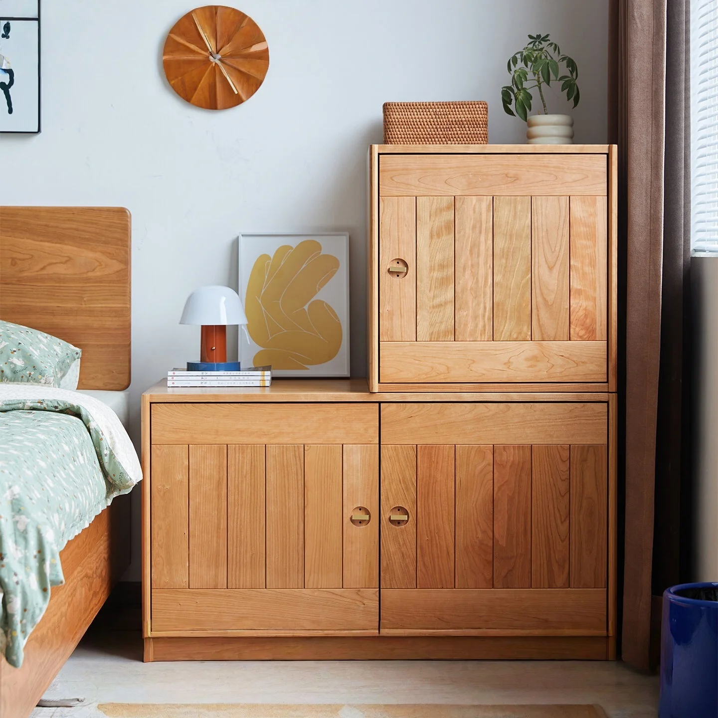 # Solid Wood Cabinets High And Low Matching To Meet Different Storage Needs
