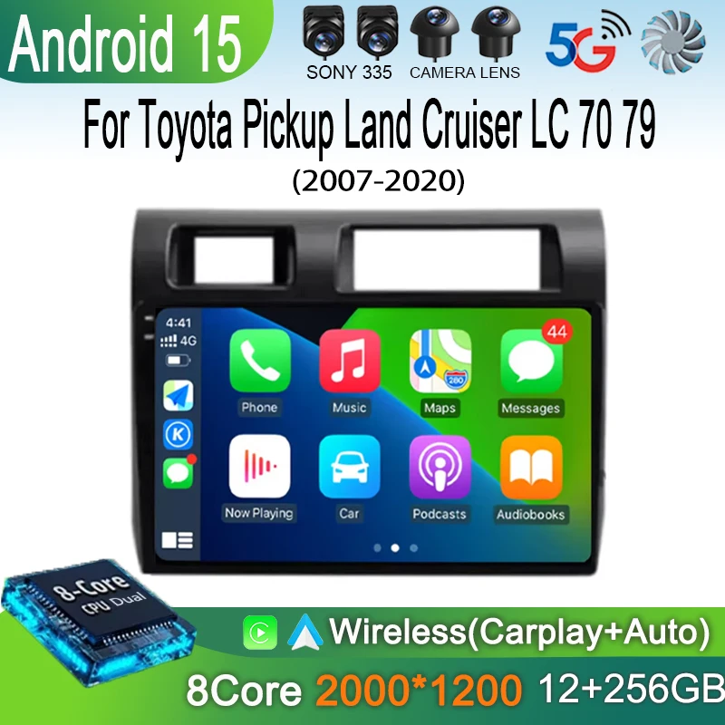 

9" Android 15 Autoradio For Toyota Pickup Land Cruiser LC 70 79 Series 2007-2020 Wireless Carplay Multimedia Player Radio DVD