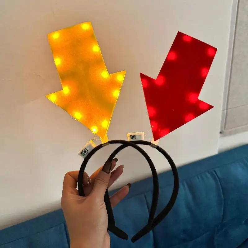 NEW With LED Arrow Light Headband Light Up Arrow Shape LED Headband Unique Design Battery Powered Concert Hair Accessory