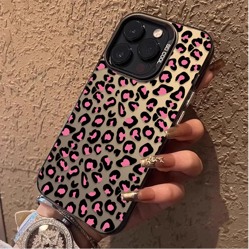 Fashion Aesthetic Leopard Print Plating PC Phone Case for Samsung Galaxy S25 Edge S24 S23 S22 S21 S20 Ultra Plus FE A56 A36 A26