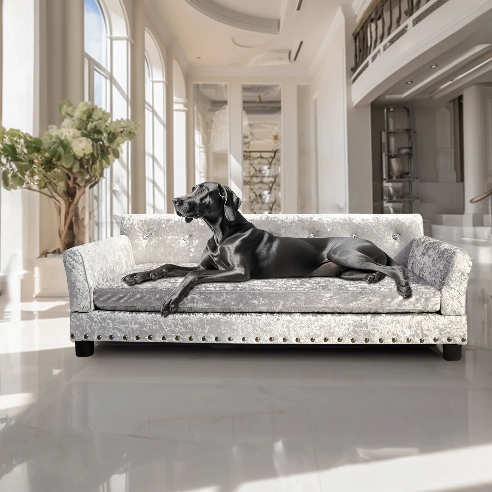 l xxl Großes Hundebett, Sofa, Samtpolsterung, abnehmbare Haustier-Lounge