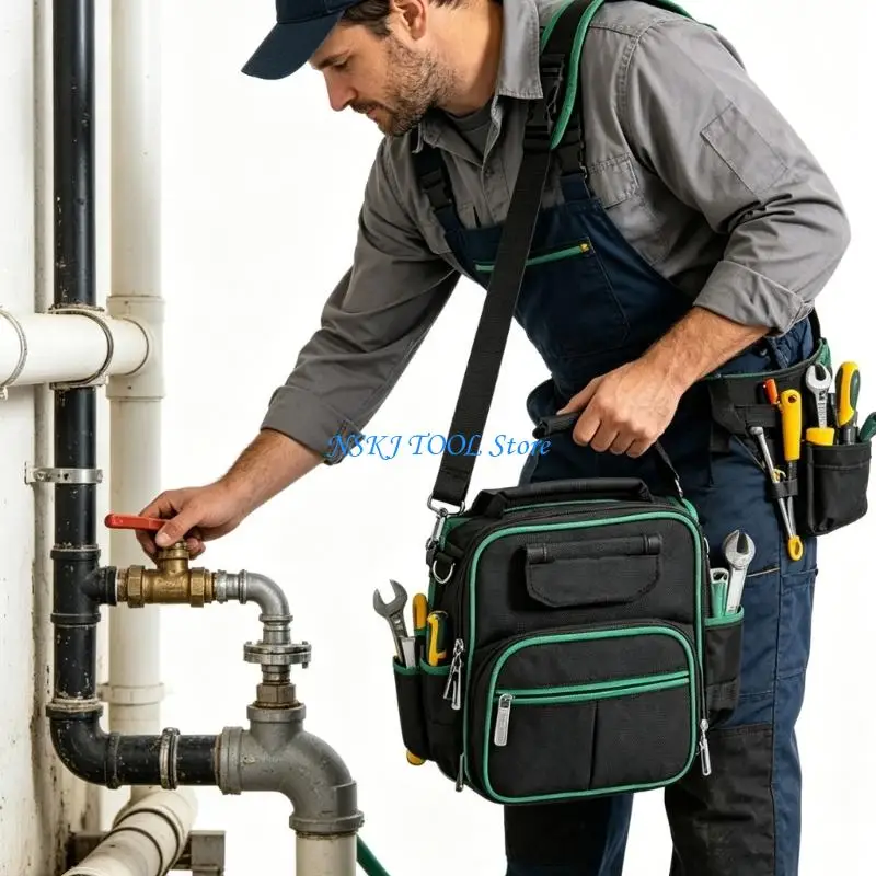 L8RC Fabric Tool Storage Shoulder Bag for Electrician Service Visit Carry Use
