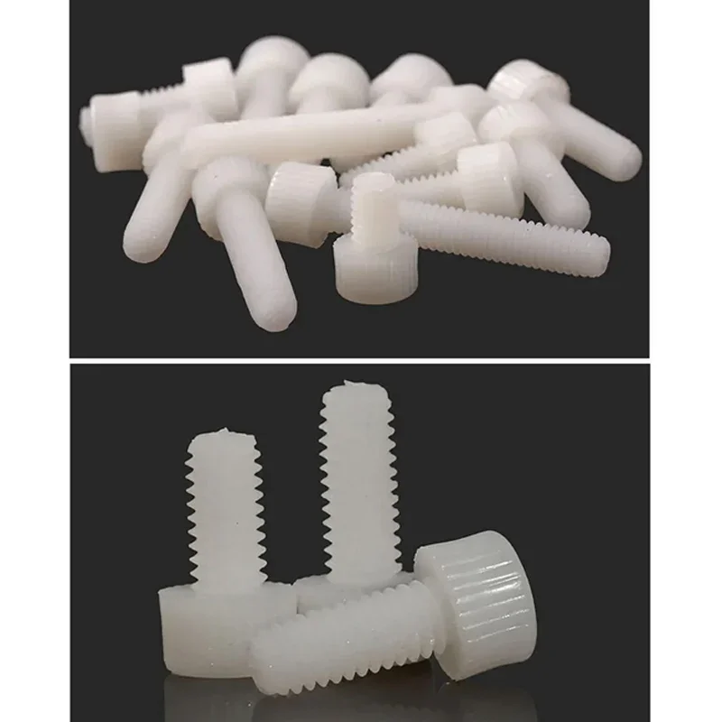 

DIN912 White Nylon Internal Hexagonal Screw Plastic Allen Hex Socket Cap Head Screws For Lnsulation Use M3 M4 M5 M6 M8 Bolts