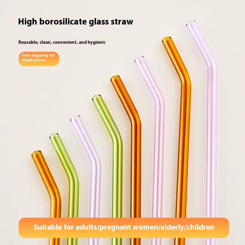 Gianxi Colored High-Value Glass Straw Non Disposable High Temperature Resistant Food Grade Transparent Drinking Glass Straw