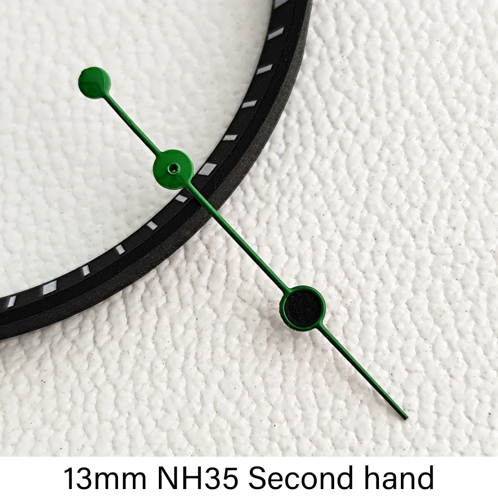 NH35 Sekundenzeiger passend für NH35 NH36 Uhrwerk, grün leuchtend, 13 mm, Ersatz-Zeiger für Herrenuhren. – Detail 4