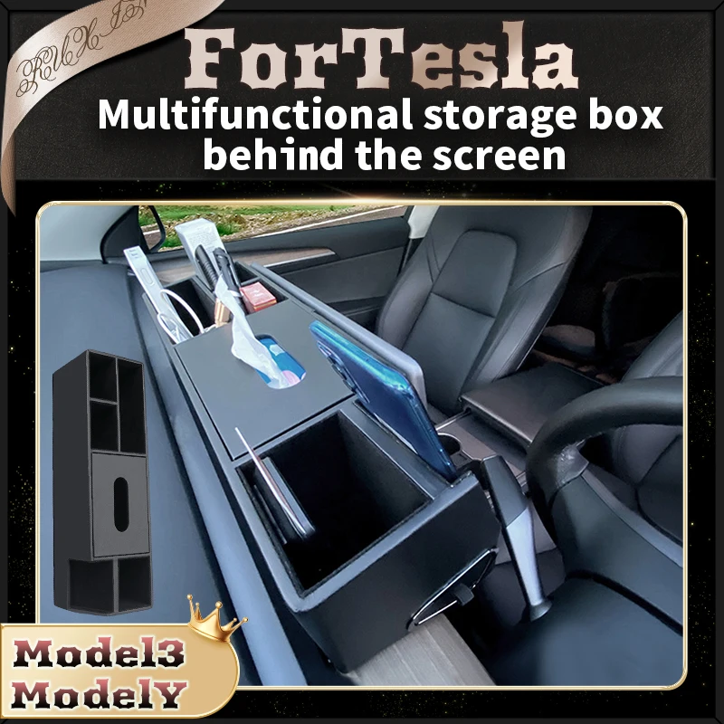 

Livingfun screen multifunctional storage box storage box tissue box glasses organizer Car Accessories For Tesla model3/Y