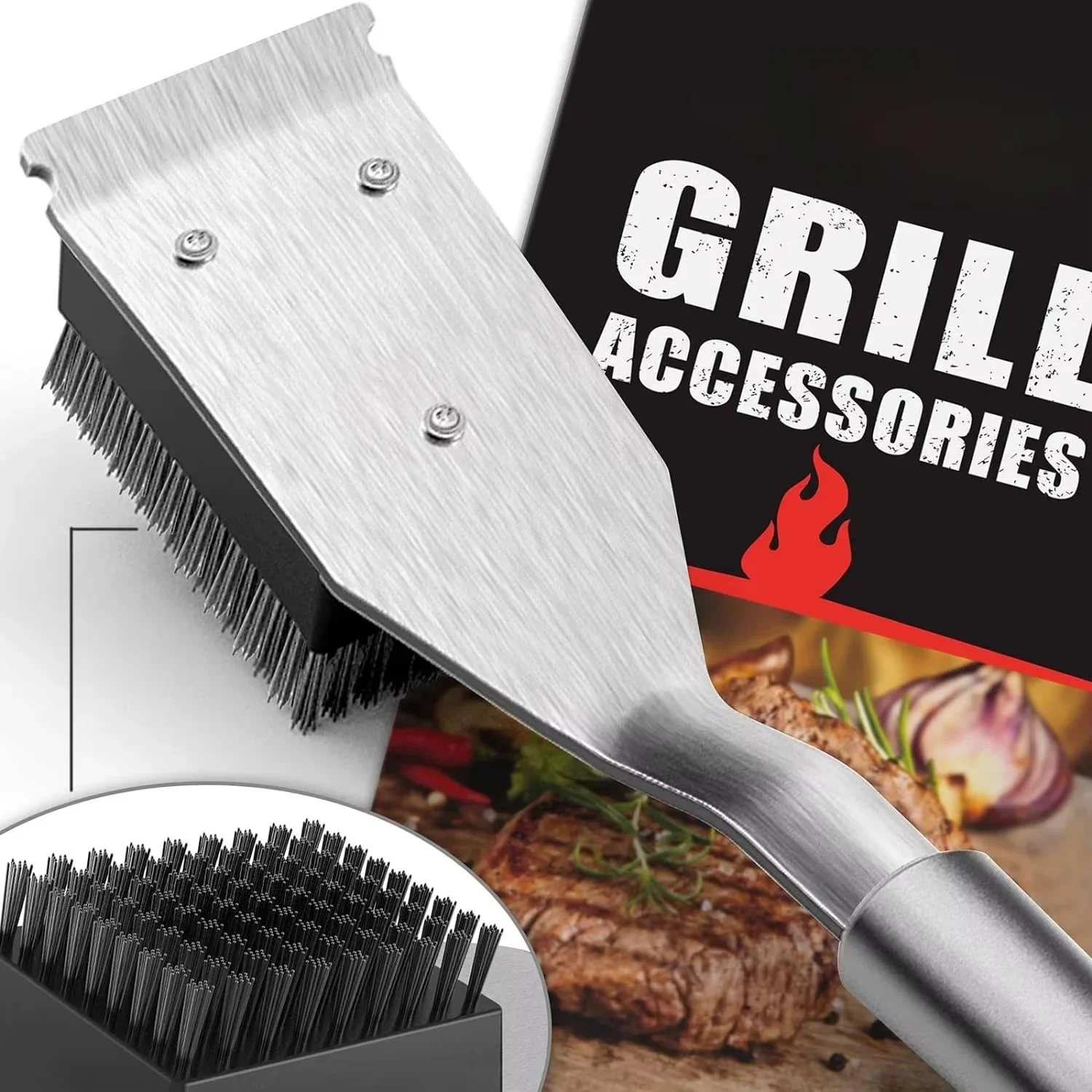 

16.5" Wire BBQ Safe Grill Cleaner Brush(Head), Outdoor Barbecue Accessories, Camping Tools