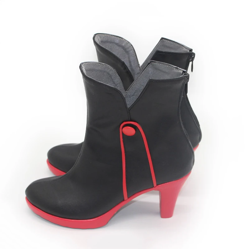 Jogo gnosia sq cosplay sapatos botas preto couro do plutônio botas de salto alto traje sapatos halloween carnaval festa adereços para mulheres