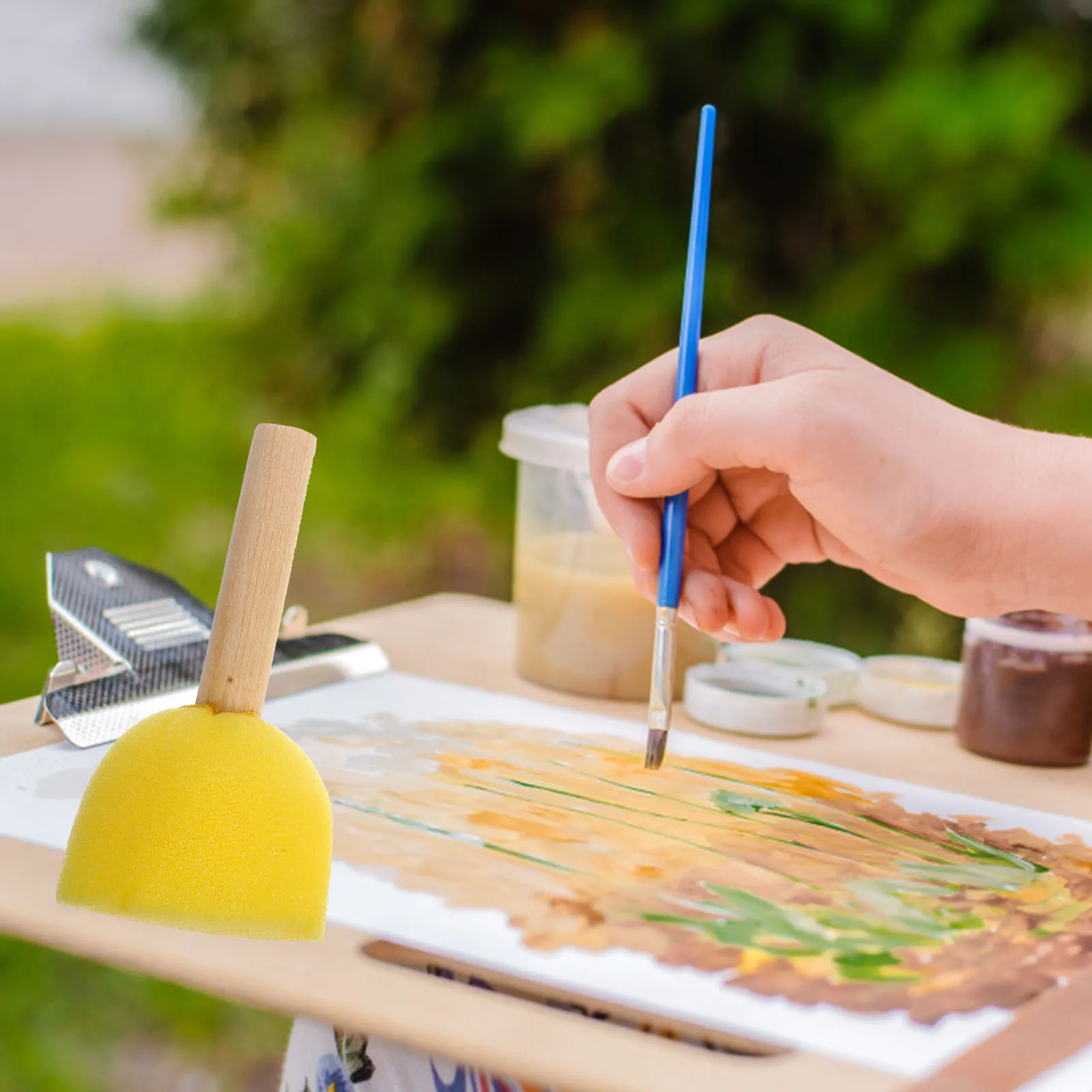 

24pcs Mushroom Sponge Paint Brushes For Diy Crafts Painting Decoration Wooden Handle Soft Foam Art Sponges Creative Tools For