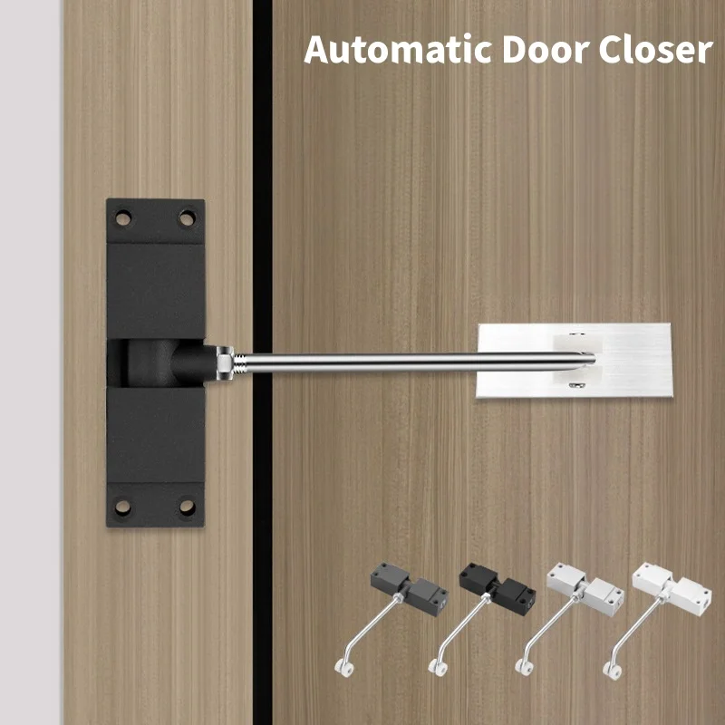 30kg Adjustable Automatic Door Closer Alloy Heavy Duty Safety Spring Silence Durable Convert Hinged Door Interior Exterior