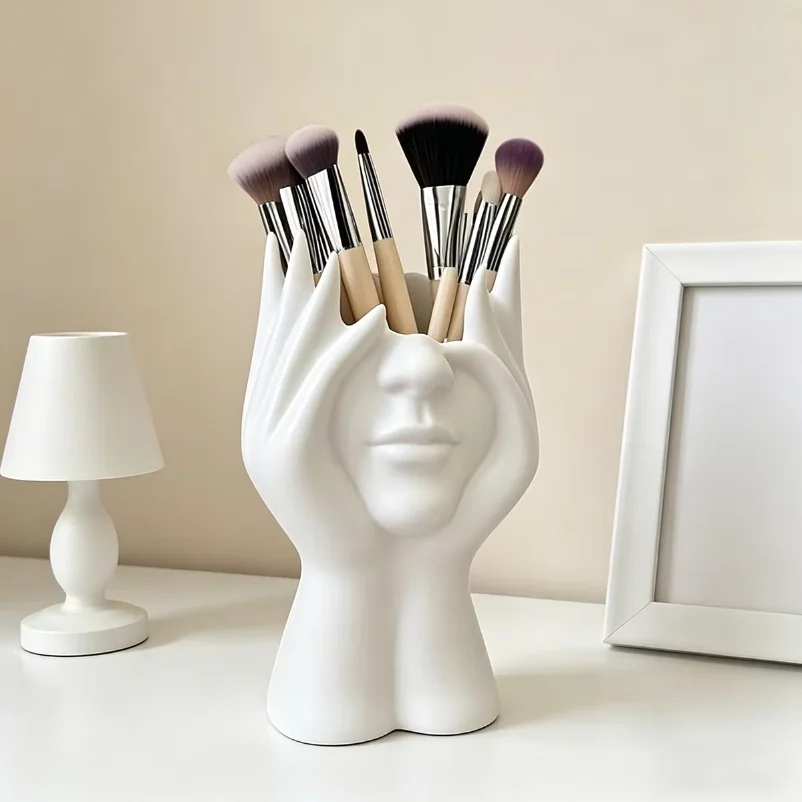 1 pièce – Support de rangement multifonctionnel créatif pour bureau, style art corporel humain, pour stylos et pinceaux de maquillage, décoration