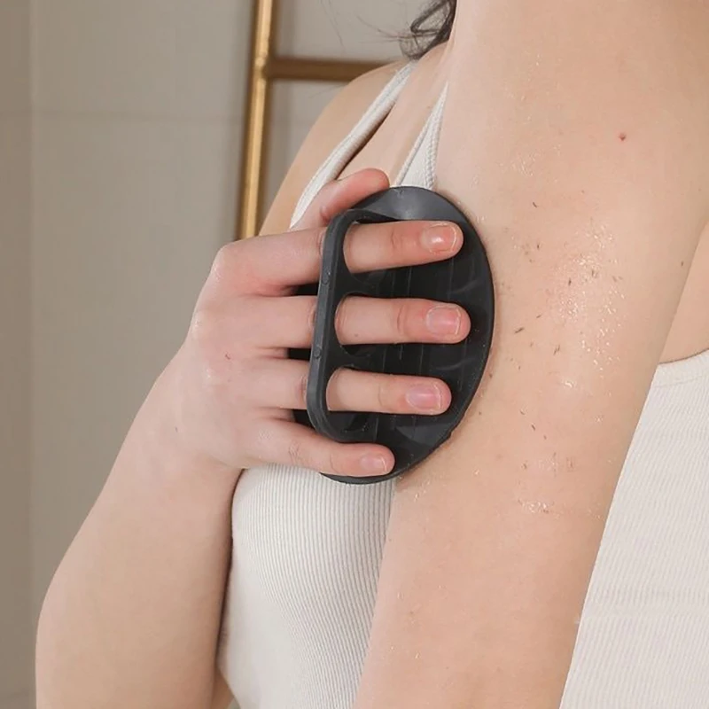 Three Fingers Bathing Glove Round Cake Bathing Tool Strong Back Scrubbing Painless Mud Scrubbing For Women Household Mud Remover