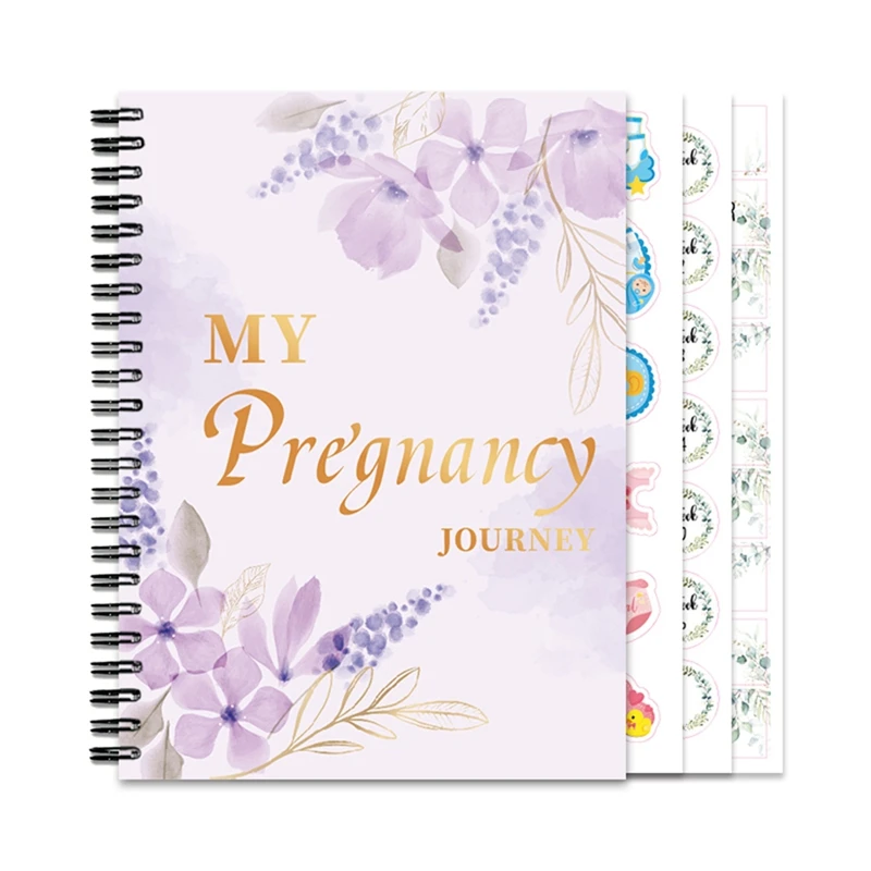 

X18A-My Pregnancy Journey Book With Cartoon Stickers Hardcover Pregnancy Journal Book Pregnancy Planner Baby Memory Notebook