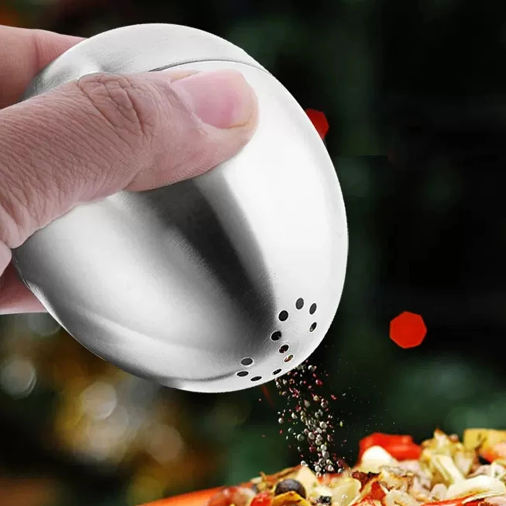 

Egg shaped Seasoning Jars Silver Lid 304 Stainless Steel Spice Box Condiment Container Pepper Holder Kitchen Storage Solution