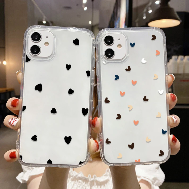 Clear Soft TPU Phone Cases For iPhone 15 Case iPhone 11 14 12 13 Pro Max X XR XS 6 7 8 Plus SE 2022 2020 Cover Love Heart Fundas