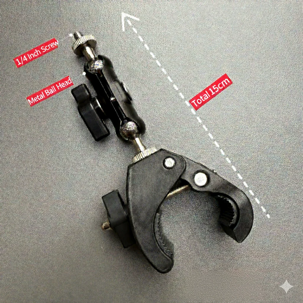 Uchwyt Magic Arm z mocowaniem na kierownicę do kamery sportowej, wspornik do mocowania na rurze lub ramie, akcesoria do GoPro Hero Insta360 X5 X4 — zdjęcie produktu 4