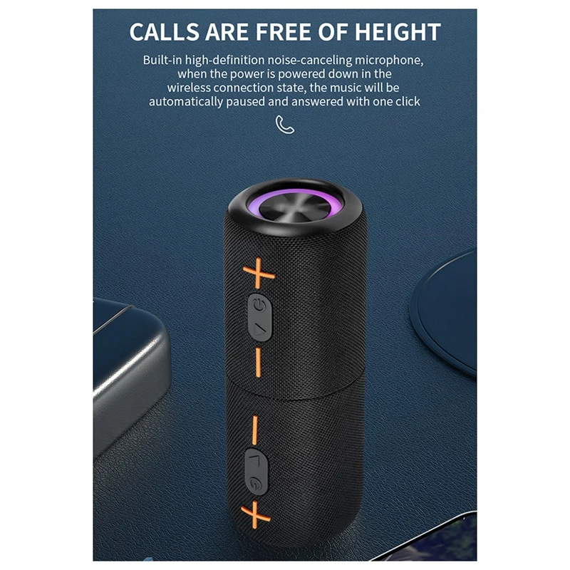 B34B-S10 Detachable Bluetooth Speaker Portable Speaker IPX6 Waterproof Suitable TWS Boom Box Colorful Lighting Effect