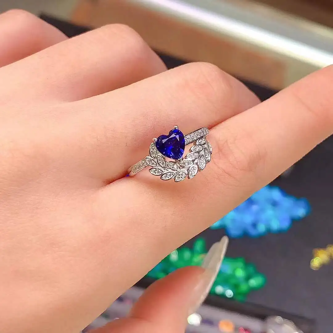 KJJEAXCMY New Jewelry Natural Women's Sapphire Ring 925 silver inlay Colorful and splendid Crystal pure fire flash explosion