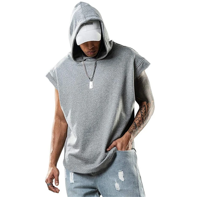 New Men s Sports Tank Top Hoodie Sleeveless T shirt AliExpress 200000343