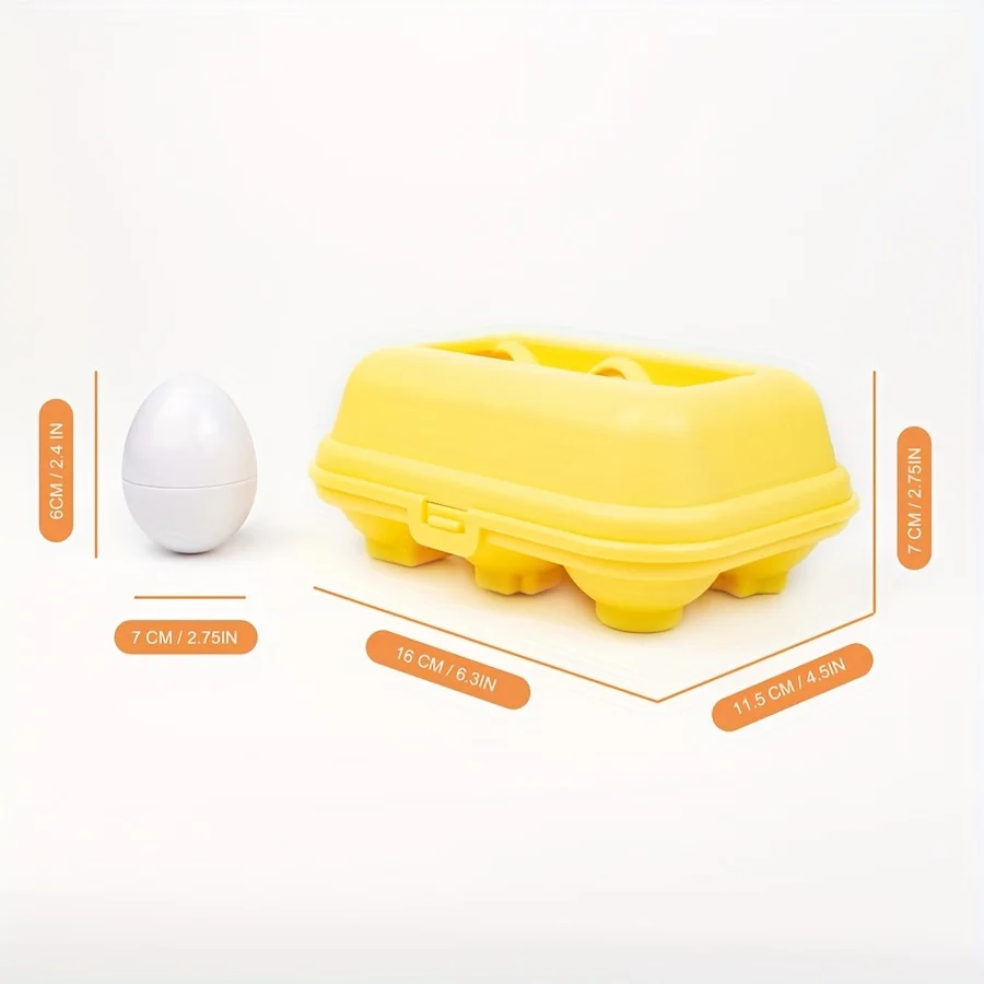 6/12-teiliges farb- und formlich passendes Spielzeug, simulierte Eierformen mit Aufbewahrungsbox – geometrisches Form- und Farbler-Lernspielzeug-Set für Kinder – Detail 6