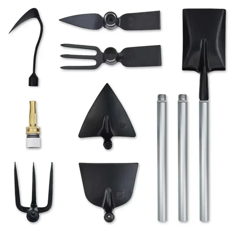Hot SalesMulti-Function Heavy Duty Garden Tool Set Spade/Shovel/Rake/Hoe/Nozzle With Extendable Handle For Gardener