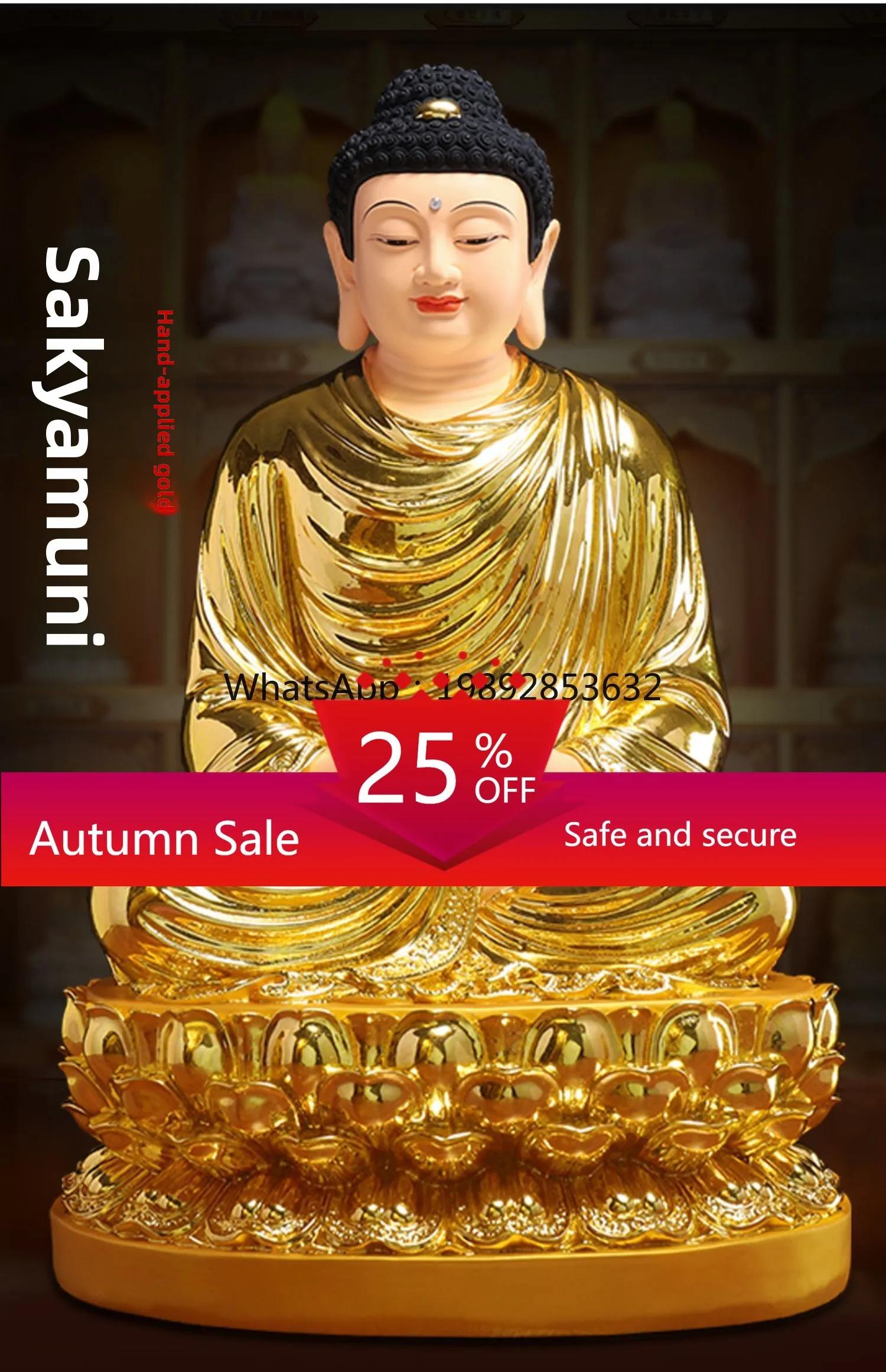 

YFY Ciyuange Gilded Great Sun Tathagata Buddha Statue Shakyamuni Buddha Statue