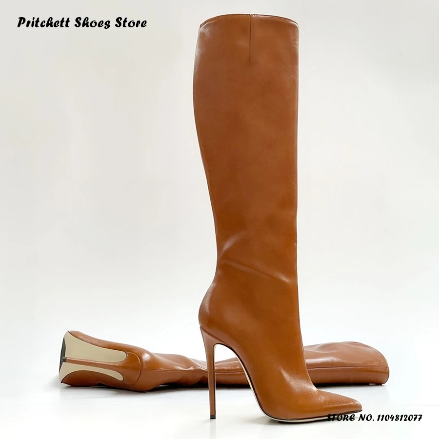 

Woment's Stiletto Knee-high Boots Spring Autumn Elegant Pull On Plus Size Modern Boots Pointed Toe Thin Heels Trending Footwear