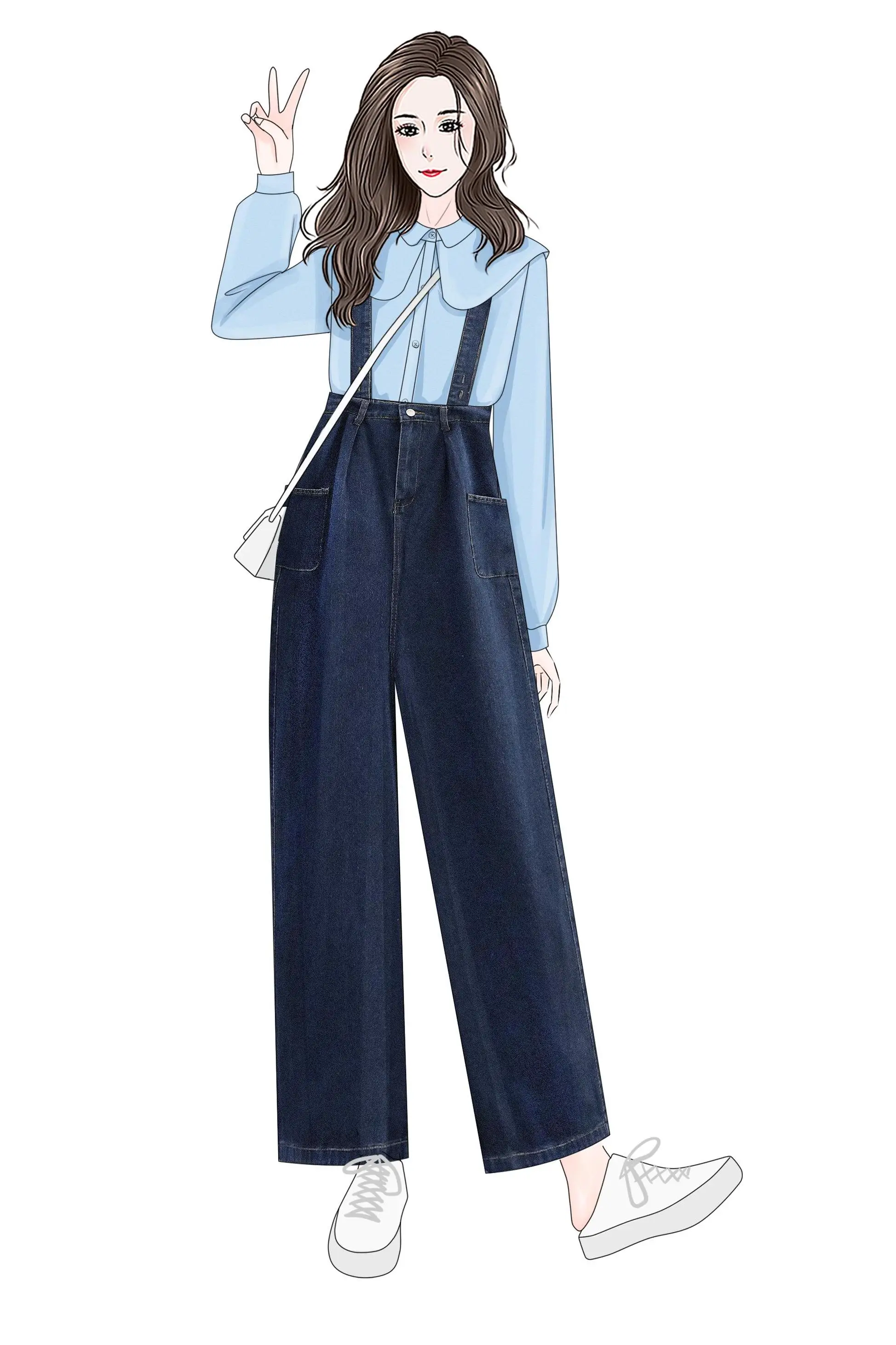 Plus Size Denim Jumpsuit Dla Kobiet 2024 Jesień Nowości Duży Rozmiar Duże Kieszenie Niebieski Kombinezon z Wysoką Talią Kobieta Gorąca Wyprzedaż