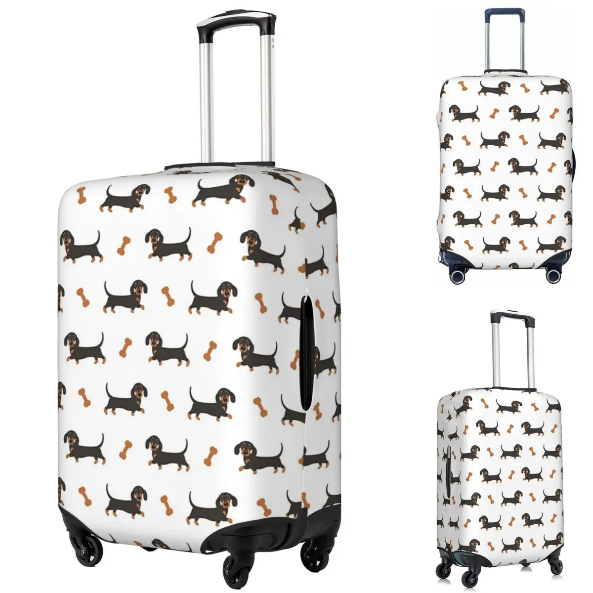 

Black And Tan Dachshund Sausage Dog Suitcase Cover Protection Elastic Trip Luggage Protector Covers for 18-32 Inch