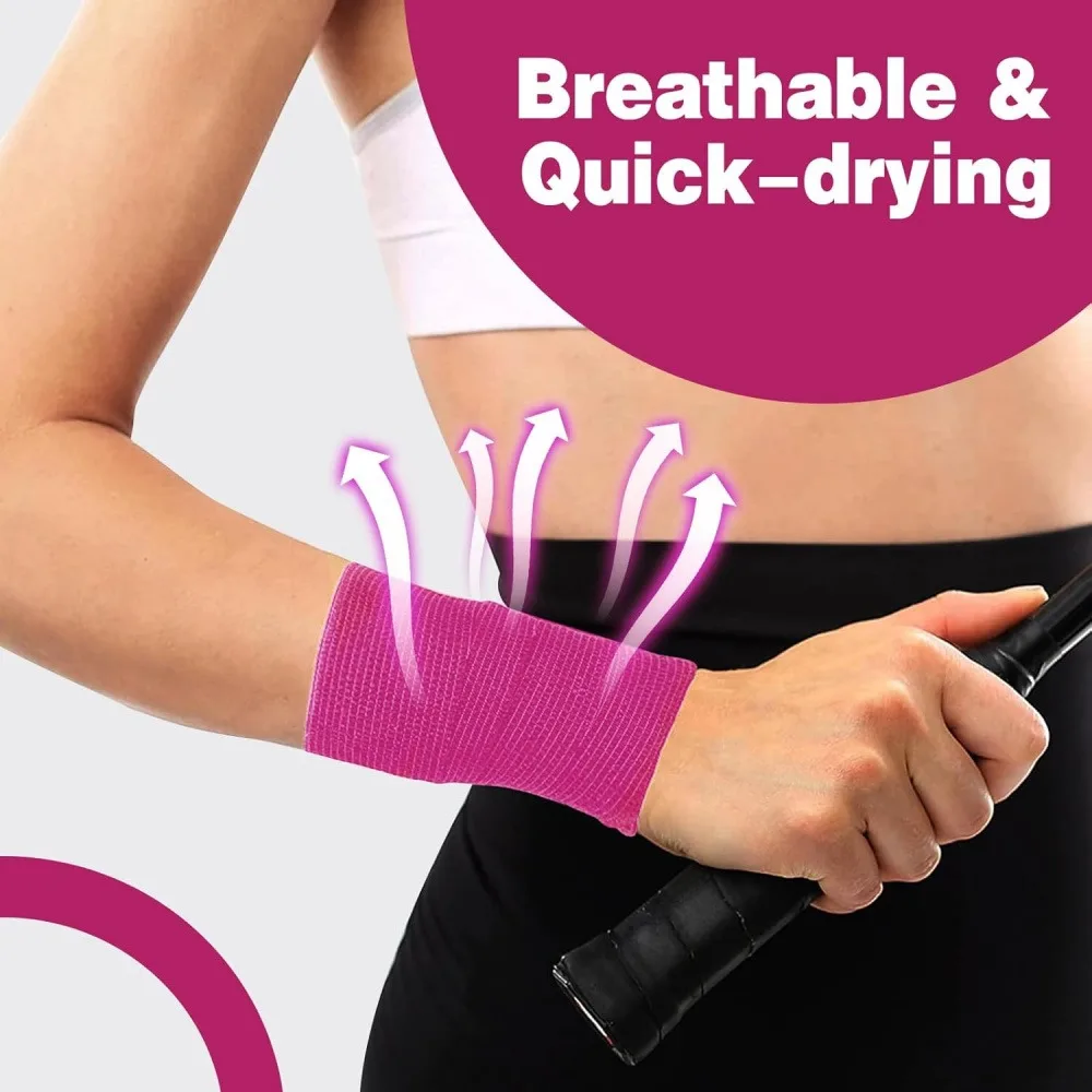Pink Self‑Adhesive Cohesive Bandage, Breathable Elastic Non‑Woven Sports Wrap, Joint Support & Pet Vet Bandage, 5cm x 4.5m, 1 Roll
