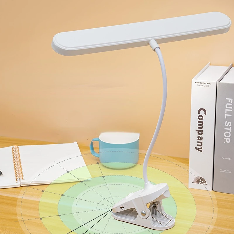 Clip-on LED Desk Lamp USB Rechargeable Table Lamp Book Reading Night Light for Bedroom 3 Mode Dimming Eye Protection for Student