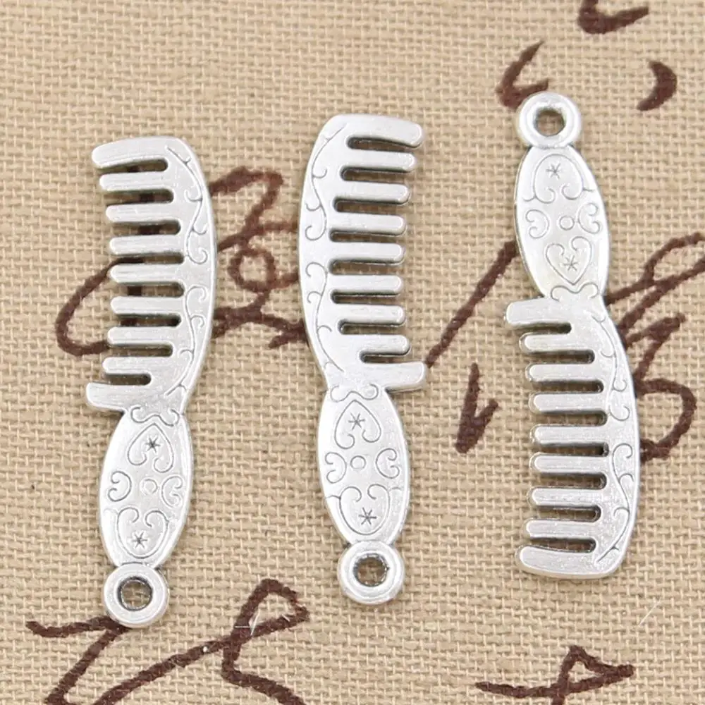 30pcs Charms Double Sided Comb 35x9mm Handmade Craft Pendant Making fit,Vintage Tibetan Silver color,DIY For Bracelet Necklace