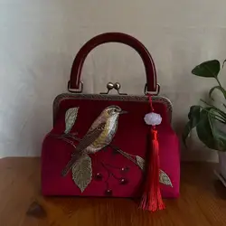 Fashion Vintage Embroidery Designer Bags Velvet Chain Women Shoulder Crossbody Bag Vintage Women's Handbags