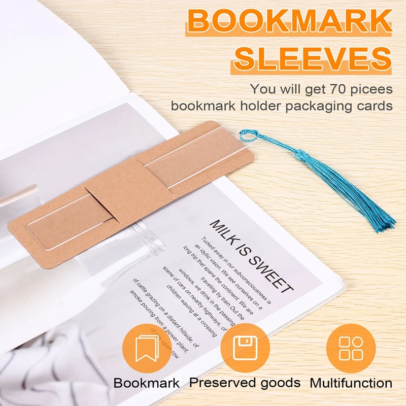 70 Pieces Sleeves Bookmark Holder DIY Resin Bookmarks Blank Display Cards For Bookmark Gift Wrapping