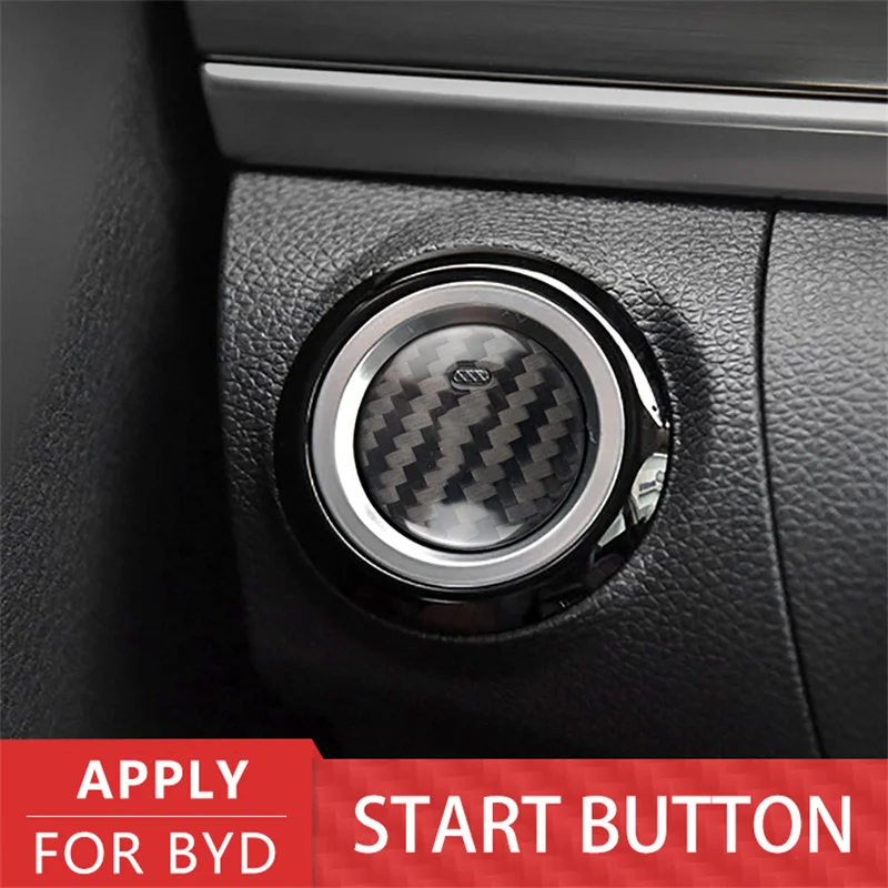 Per BYD F3 Car Engine Start Stop Button Cover adesivo in vera fibra di carbonio 2013 2014 2015 2016 2017 2018