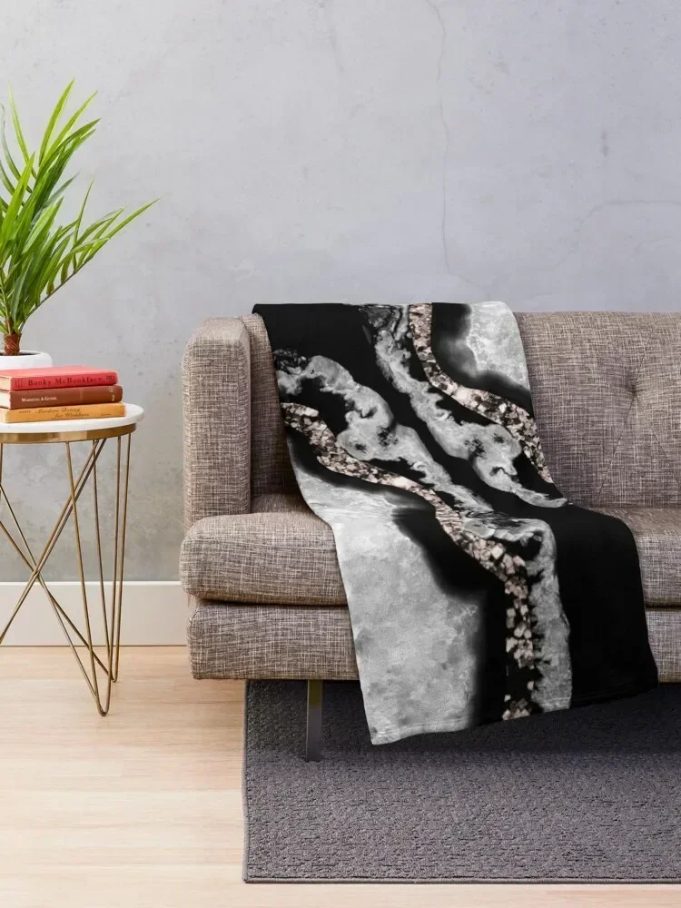 Yin Yang Agate Glitter Glam #5 (Faux Glitter) #gem #decor #art Throw Blanket Decorative Soft Throw Blanket for Couch Sofa