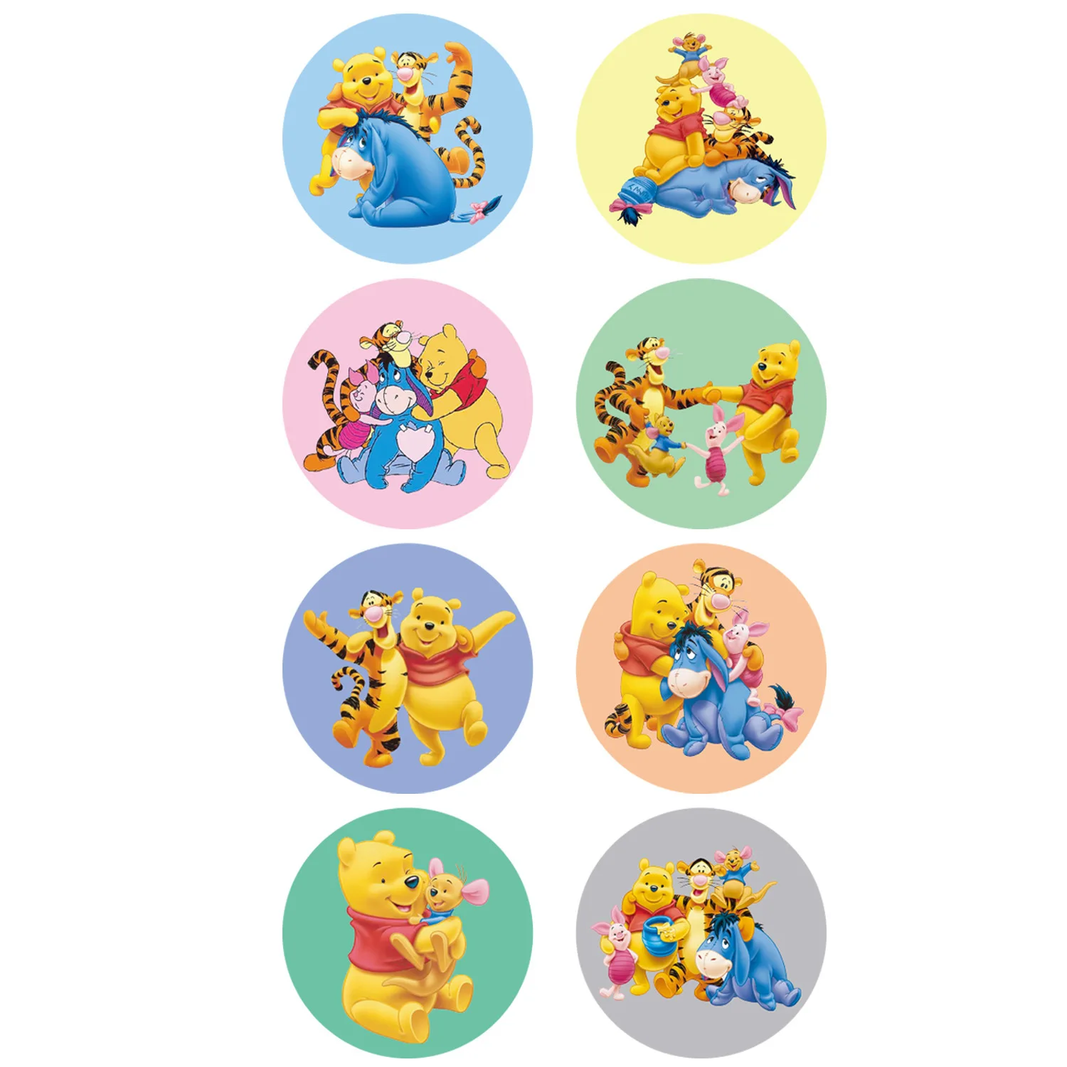 500 uds/rollo de pegatinas de Winnie de Disney The Pooh, pegatinas bonitas de dibujos animados de Sanrio, pegatinas para caja de regalo de Navidad, regalo de Feliz Año Nuevo 2025