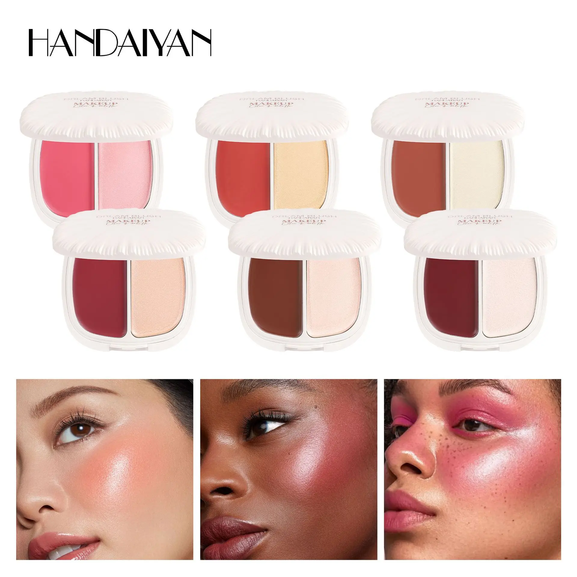 لوحة هايلايتر 2 في 1 دريم أحمر الخدود، توهج طبيعي للوجه، لمسة نهائية مضيئة تدوم طويلاً، ثنائي إشعاع صحي #1