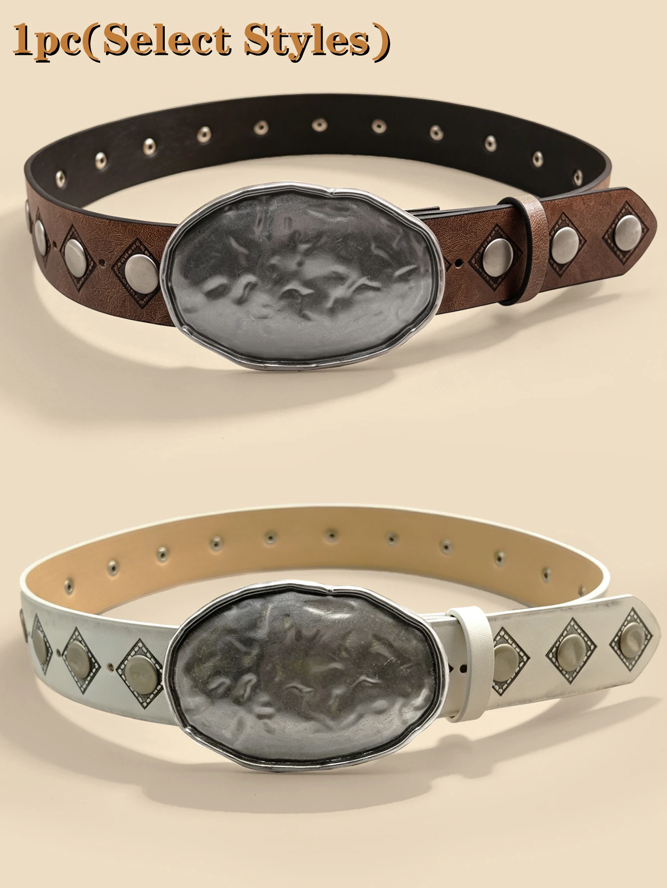 Handmade Distressed Hammered Belt, Vintage Rivet Embossed Western Style Unisex Waistband